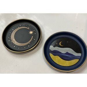 Scout Curated Wears Celestial Trinket Dish Moon Stars Black Navy Gold 2pc New
